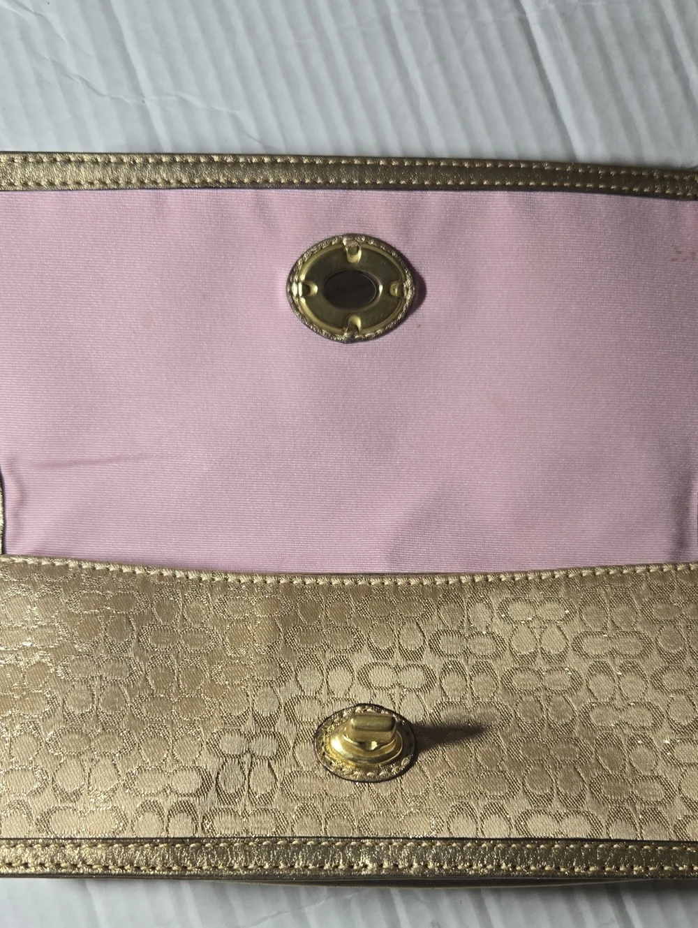 Coach Metallic Gold Signature Wristlet Clutch